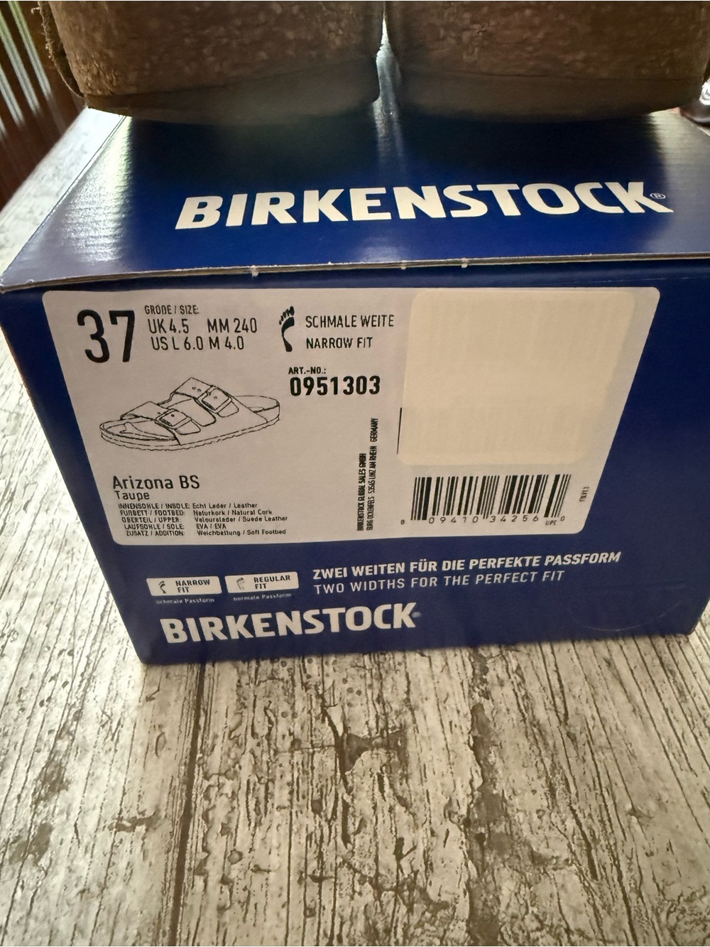 Birkenstock Taupe Arizona BS Kids Sandals Box - Blue Branding